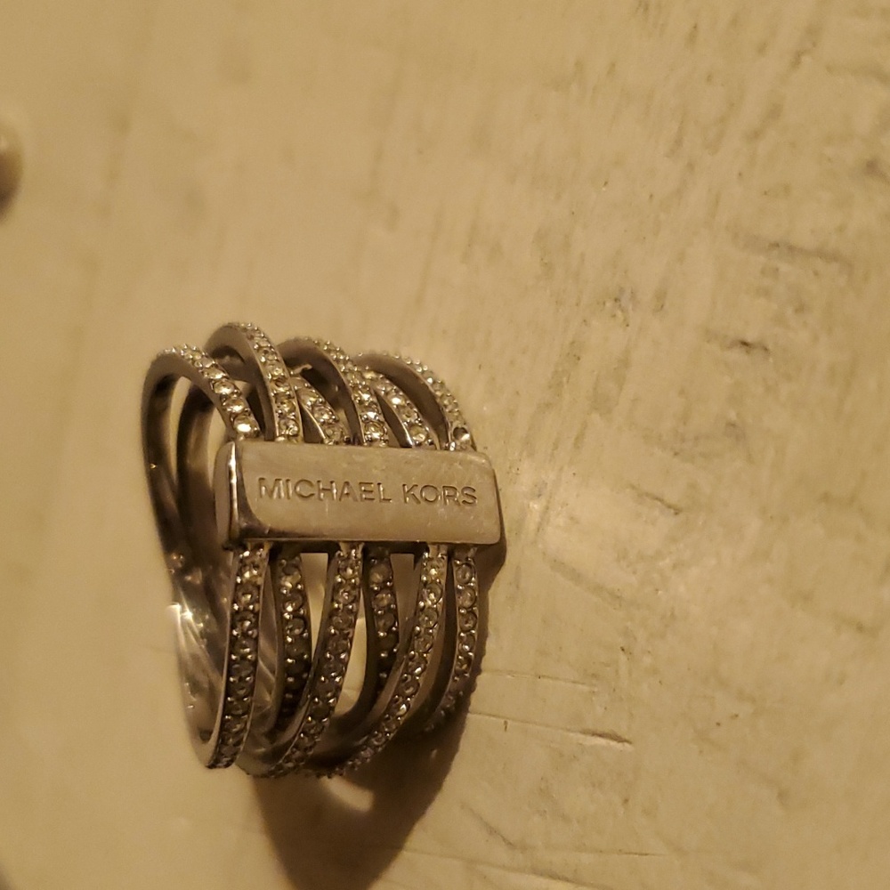 Michael Kors pave crystal criss-cross ring